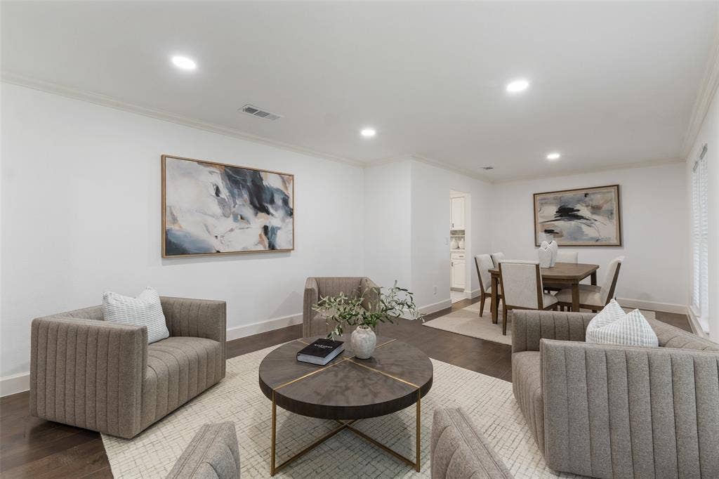 1612 Northcrest Drive, Plano, TX 75075 Recessed lighting, crown molding, and wood-finish flooring