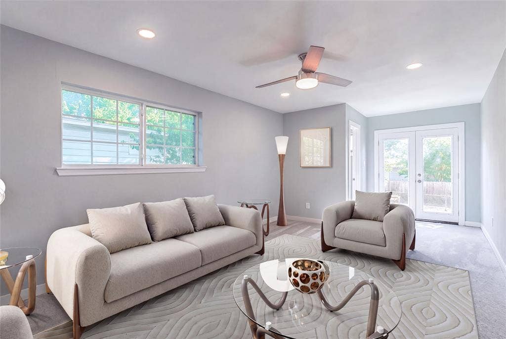 12326 Dandridge Drive, Dallas, TX 75243 Recessed lighting, ceiling fan, and French doors