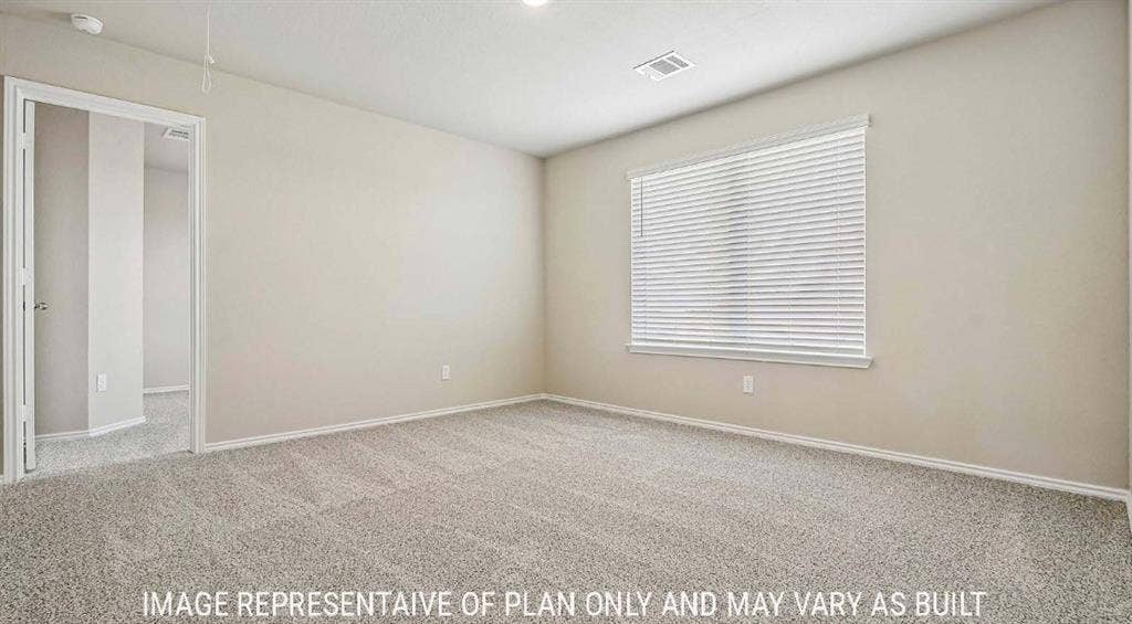 Neutral wall colors and textured carpeting