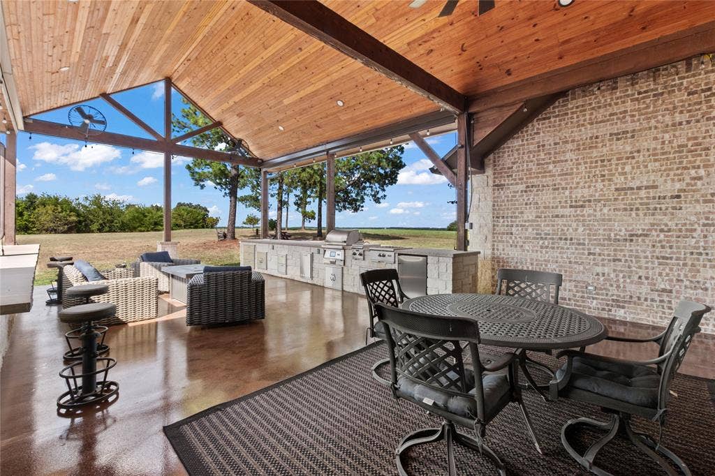 4830 Bridle View Court, Athens, TX 75752 covered back patio with large outdoor kitchen
