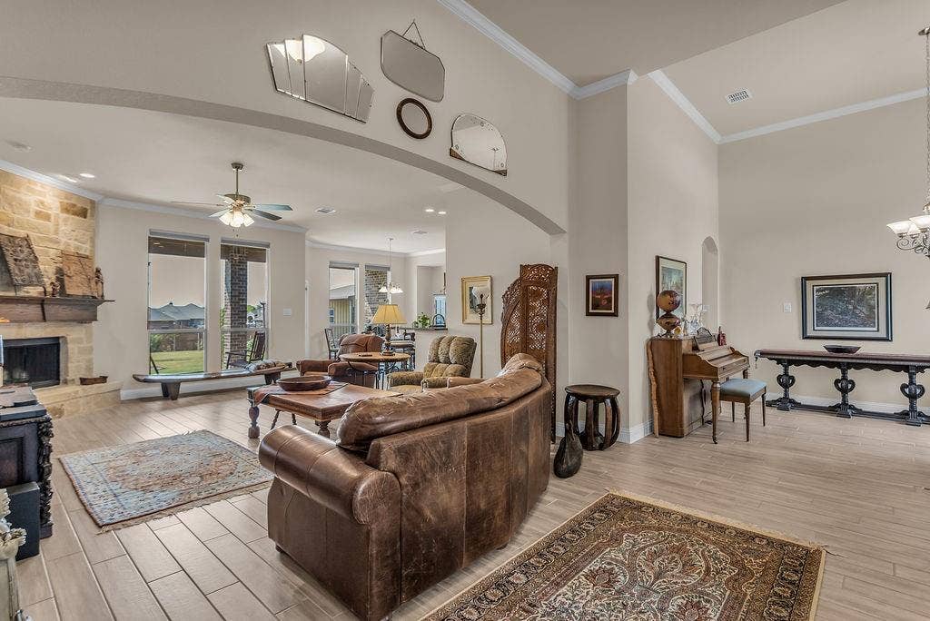 Living room in front of entry, dining room to the right