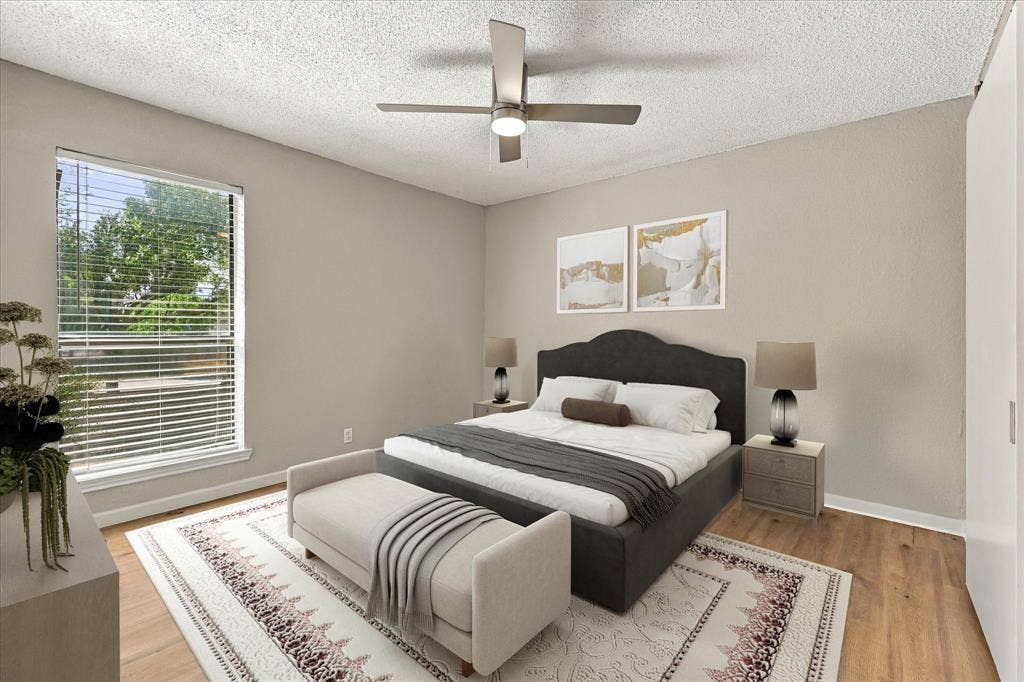 1901 Cloisters Drive, #920, Arlington, TX 76011 Virtually staged Primary bedroom