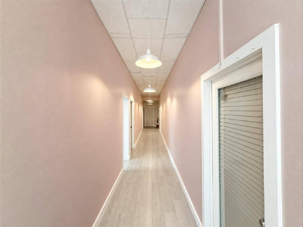 607 Cedar Street, Cedar Hill, TX 75104 Recessed panel ceiling, pendant lighting, wood-finish flooring, white baseboards, and interior doors with glass inserts