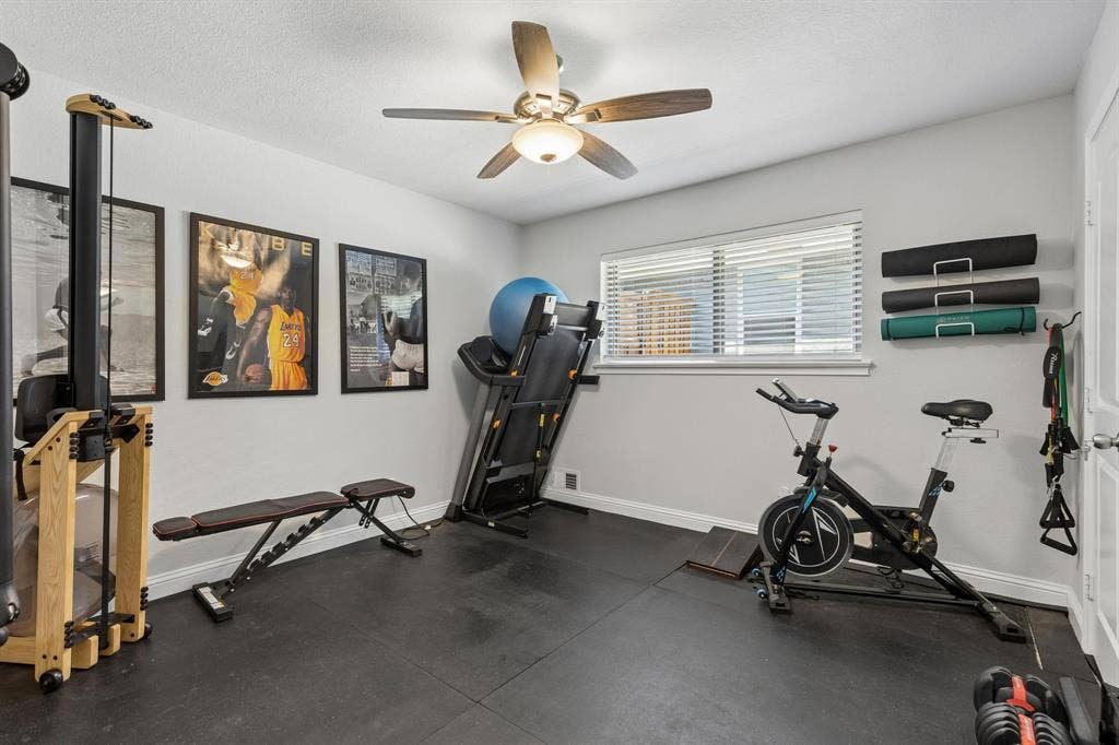 Bedroom 3 currently used as a gym.  Flooring will be replaced before closing with carpet to match the other bedrooms.