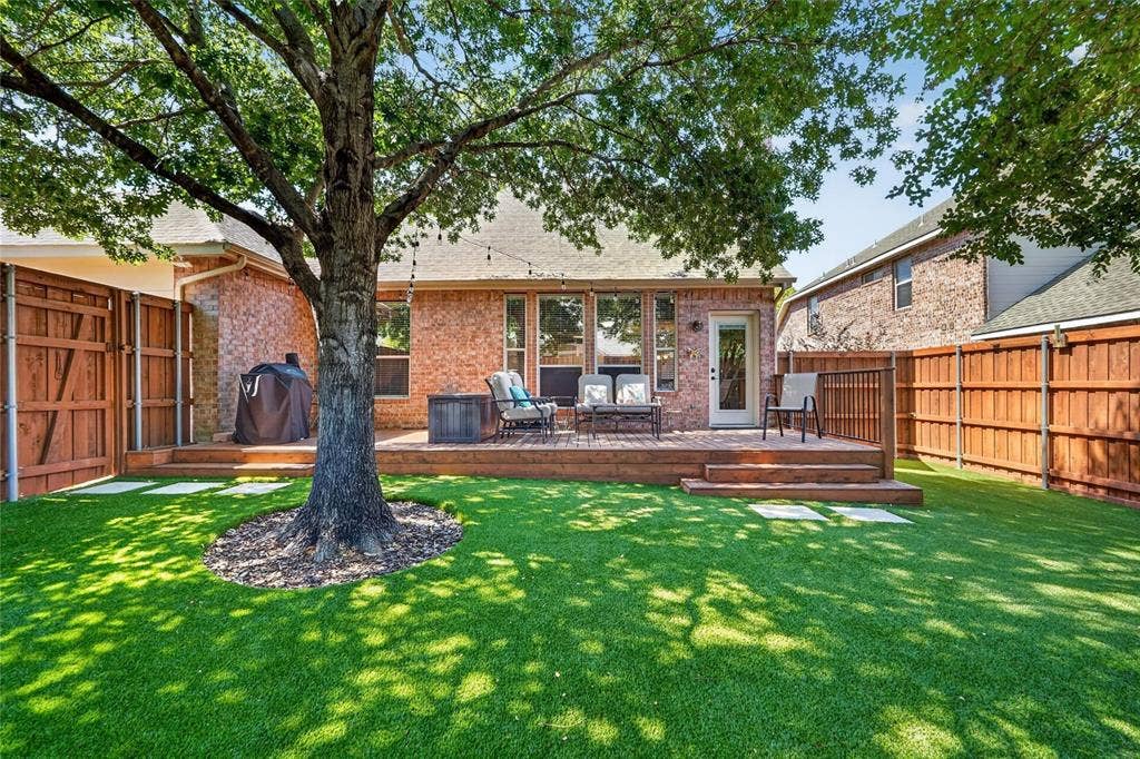 3636 Bent Ridge Drive, Plano, TX 75074 Fully turfed backyard with a large deck!