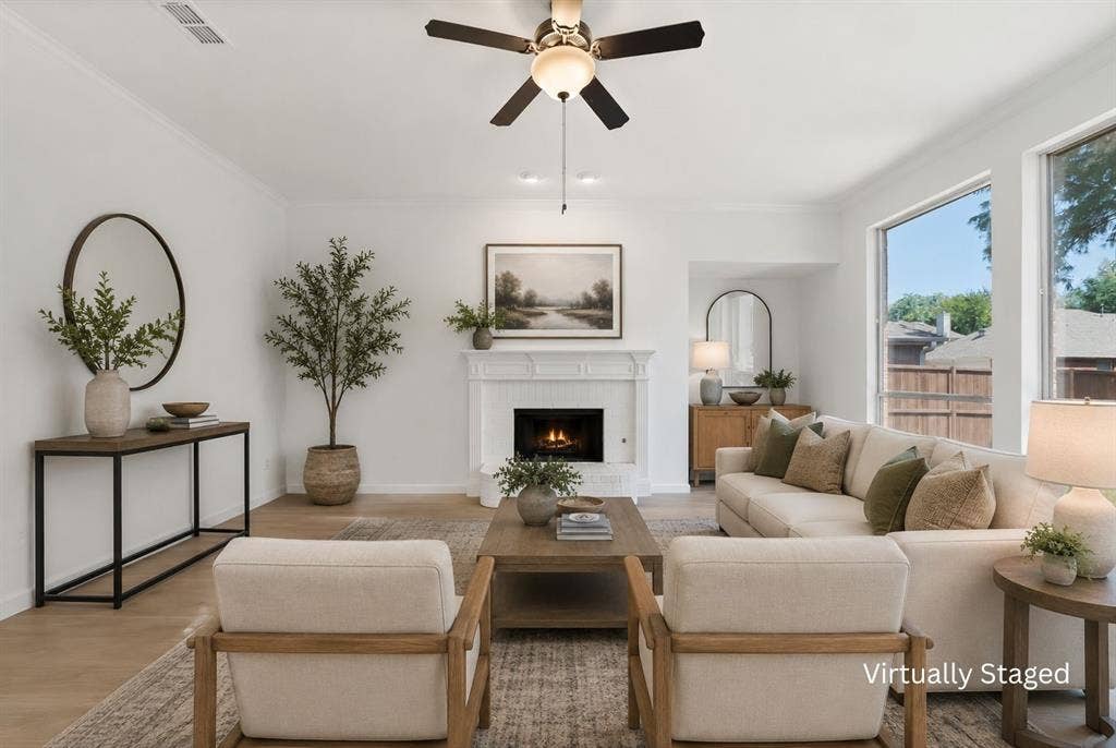 1687 Garrison Drive, Frisco, TX 75033 Virtually staged living room