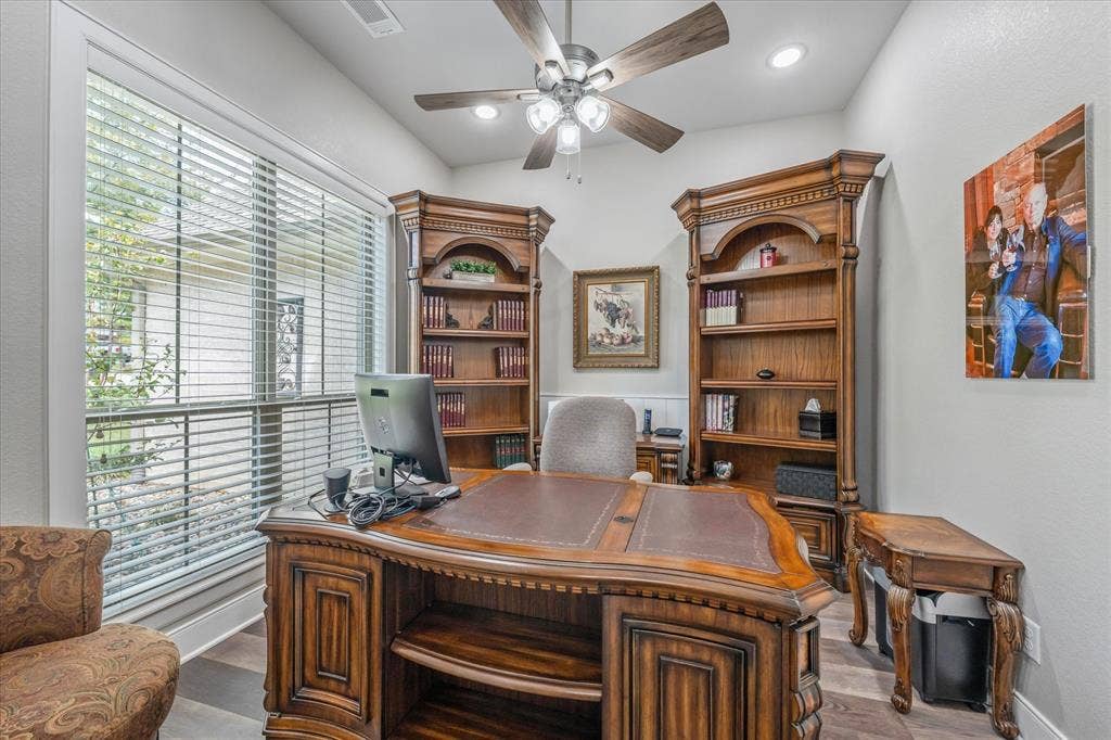 14486 Meadow Glen, Lindale, TX 75771 Recessed lighting, wood-finish flooring, and a ceiling fan with light fixture