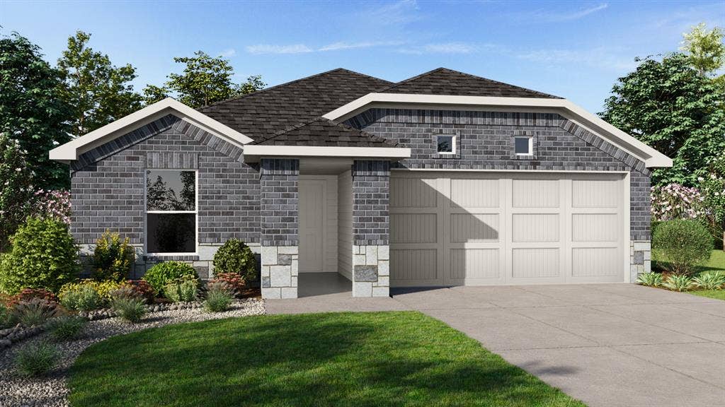 Front Elevation-D.R. Horton's Ellis floor plan elevation C-All Home and community information, including pricing, included features, terms, availability and amenities, are subject to change at any time without notice or obligation. All Drawings, pictures, photographs, video, square footages, floor plans, elevations, features, colors and sizes are approximate for illustration purposes only and will vary from the homes as built.