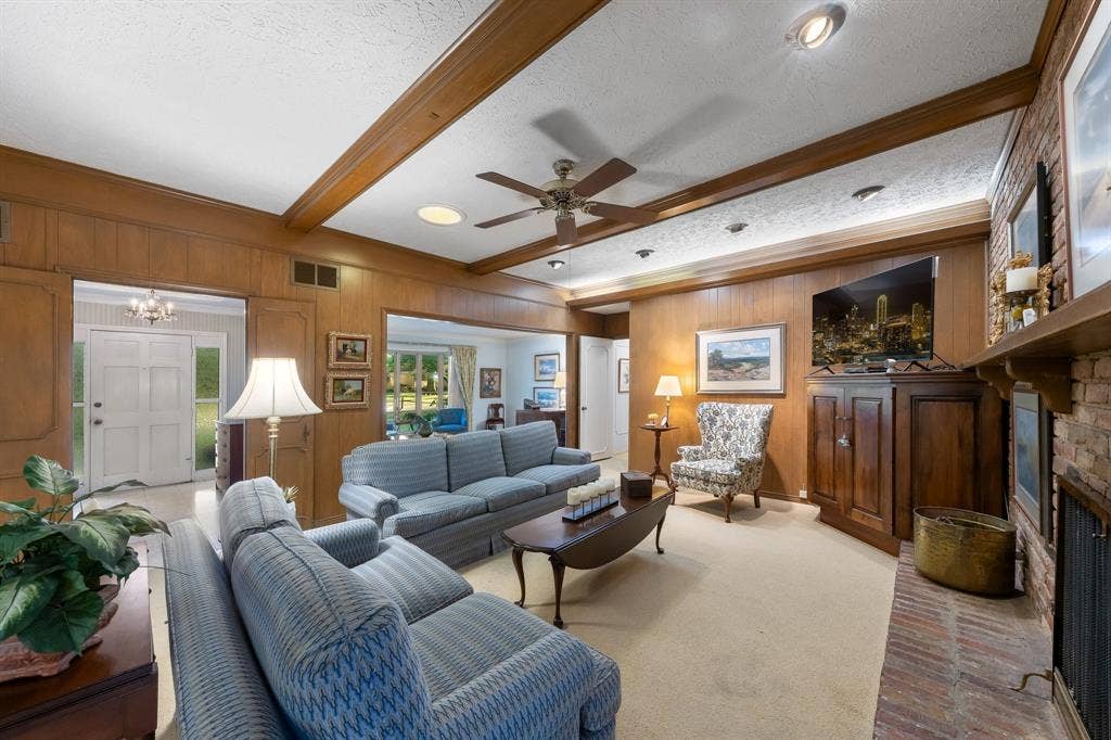 6950 Midcrest Drive, Dallas, TX 75254 Family Room open to the Living Room.