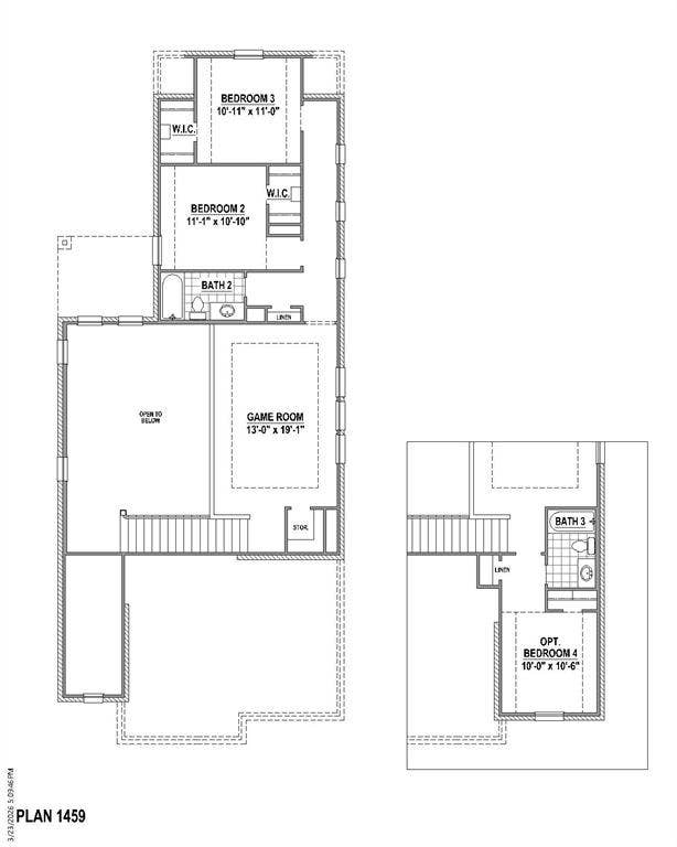 2237 Wispy Meadow Lane, Midlothian, TX 76065 2nd level Floor plan and options