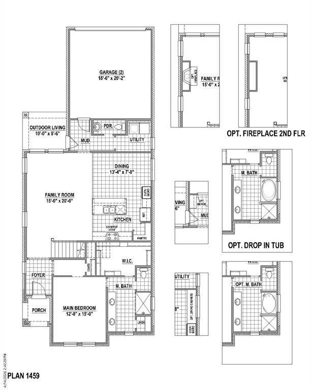 2237 Wispy Meadow Lane, Midlothian, TX 76065 1st level Floor plan and options