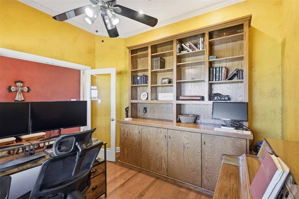 Built-in wood cabinetry with integrated shelving