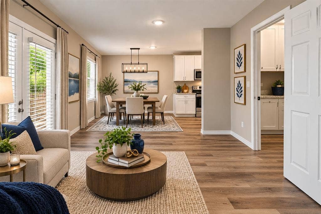3001 Harvard Street N, Irving, TX 75062 Sitting area and Dining Room. Decorated by AI