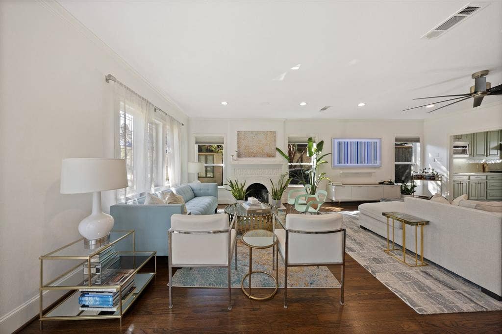 5709 Kenwood Avenue, Dallas, TX 75206 Hardwood flooring, recessed lighting, and crown molding