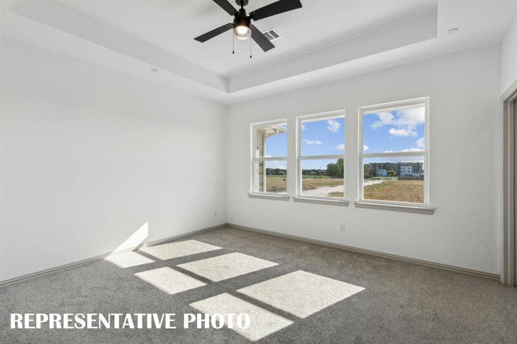 1028 Stockton Drive, Allen, TX 75013 This peaceful and relaxing owner's bedroom is the perfect place for you to relax and unwind at the end of the day. REPRESENTATIVE PHOTO