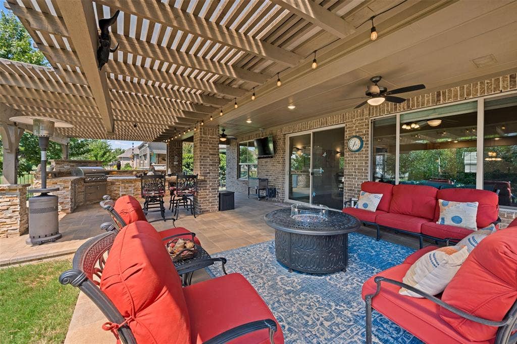 Covered Patio plus grass area and landscaped beds