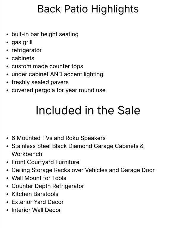 Included Items in Sale