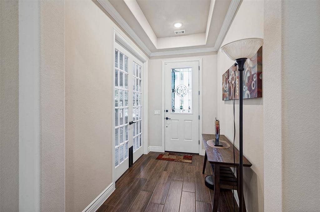 Entry shows French Doors to Office or Den