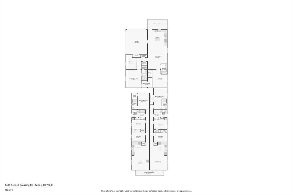 1414 Record Crossing Road, Dallas, TX 75235 Floor plan of the entire triplex