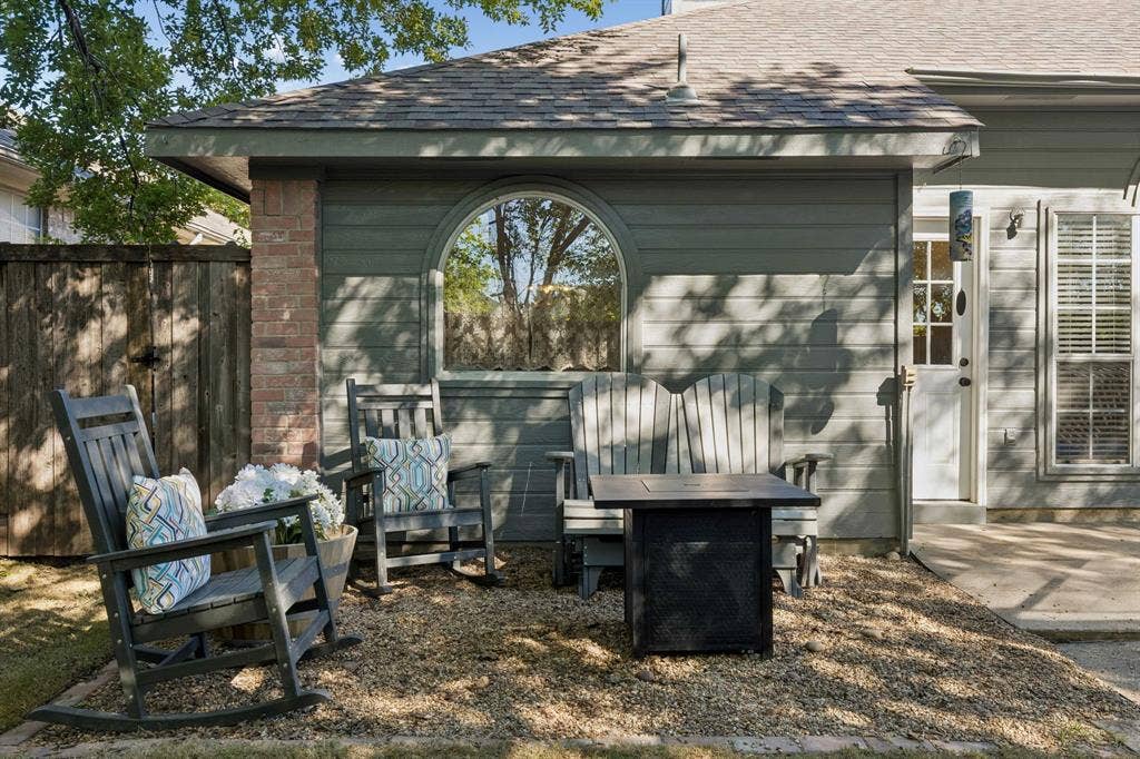 1111 Hyde Park Drive, McKinney, TX 75069 A closer view of the quaint gravel sitting area, perfect for fall or winter nights by a fire pit!