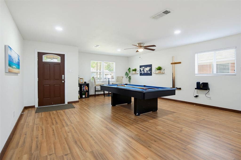 1816 Boyd Street, Dallas, TX 75224 Wood-finish flooring throughout, recessed lighting, and a ceiling fan