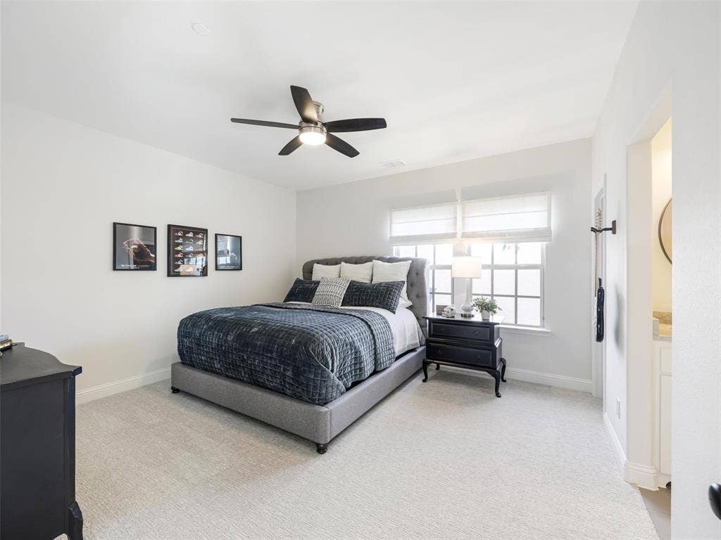 12313 Winding Hollow Lane, Frisco, TX 75033 3 Upstairs Bedrooms: Karastan Artistic Elegance Moon Glow: Spacious secondary bedrooms with walk-in closets.
