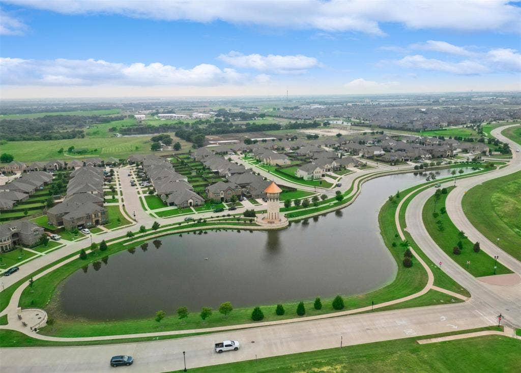 Aerial View of Tower and Pond