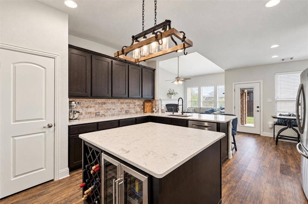 Island with Wine Storage and Fridge