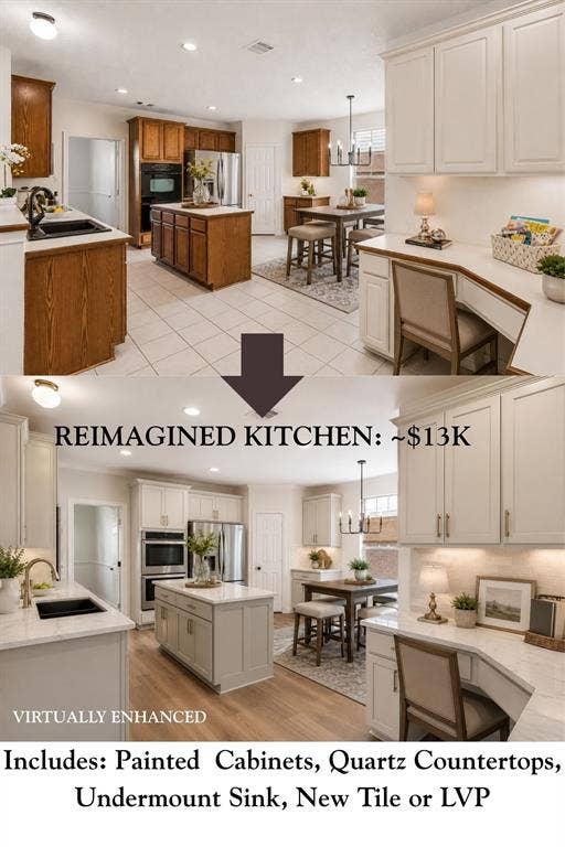 8121 Skyridge Drive, Plano, TX 75025 A little vision goes a long way! See how approximately $13K in proposed updates could completely transform this kitchen. Virtually enhanced.