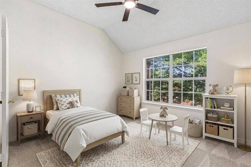 8121 Skyridge Drive, Plano, TX 75025 Spacious upstairs secondary bedroom offers abundant natural light and flexible space for a variety of needs. *Virtually Staged*