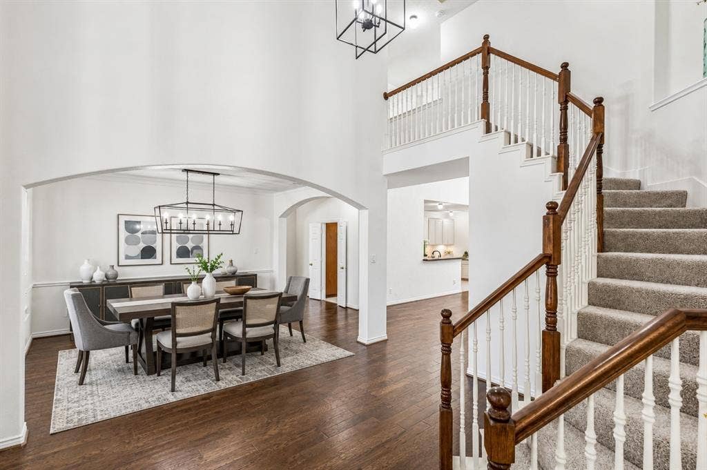 8121 Skyridge Drive, Plano, TX 75025 Separate dining room with updated accent lighting provides a dedicated space for entertaining and special gatherings. *Virtually Staged*