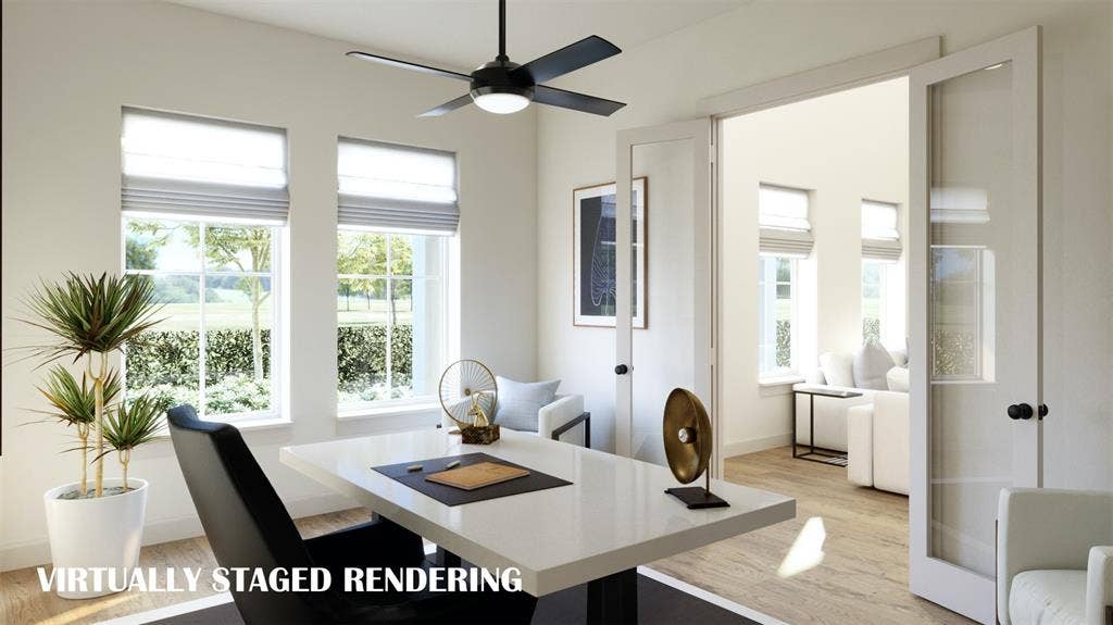 15837 Rue Drive, Frisco, TX 75033 Whether it's work or play, you will love spending time in this light filled home office! VIRTUALLY STAGED RENDERING