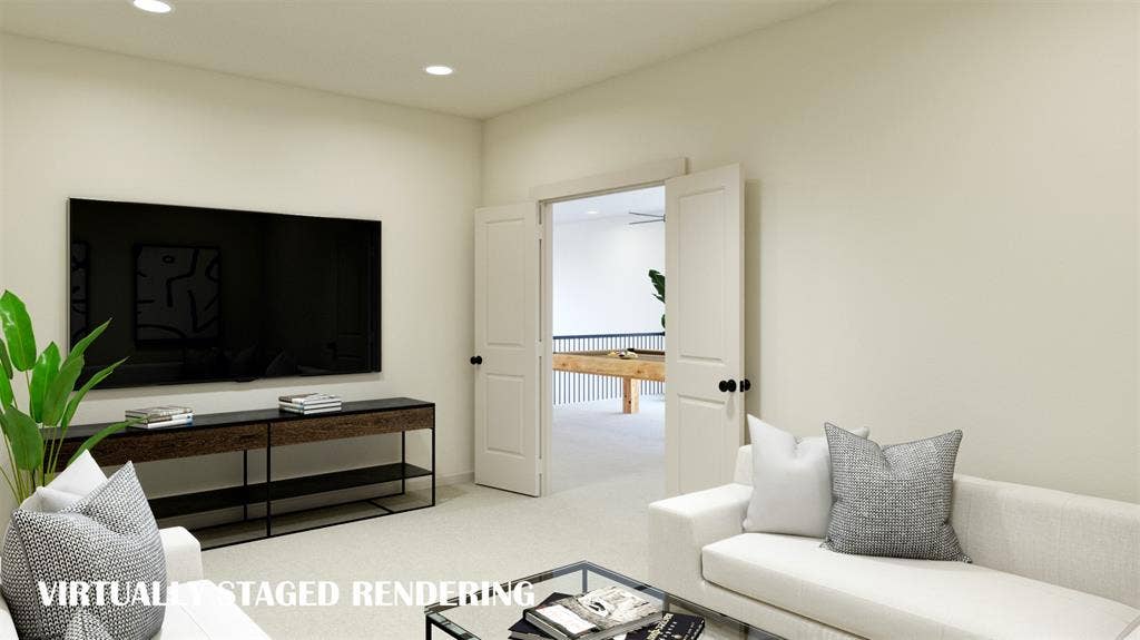 15837 Rue Drive, Frisco, TX 75033 Whether it's family movie night or big game day parties, you will love entertaining in your new media room! VIRTUALLY STAGED RENDERING