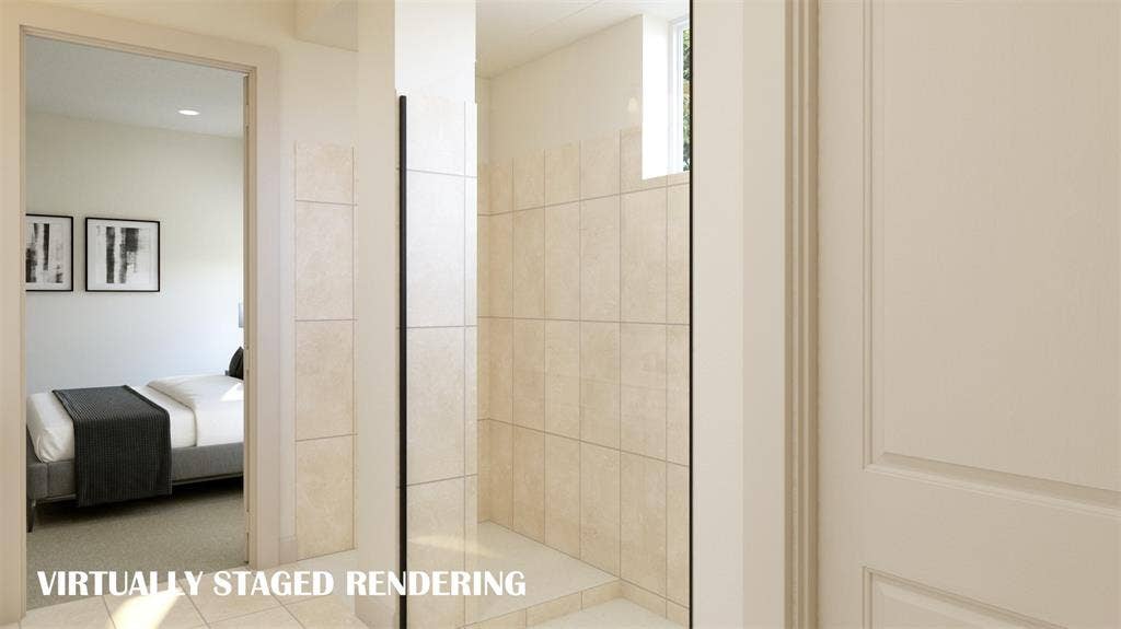 15837 Rue Drive, Frisco, TX 75033 Your new owner's bath offers an oversized walk in shower with drying area. VIRTUALLY STAGED RENDERING