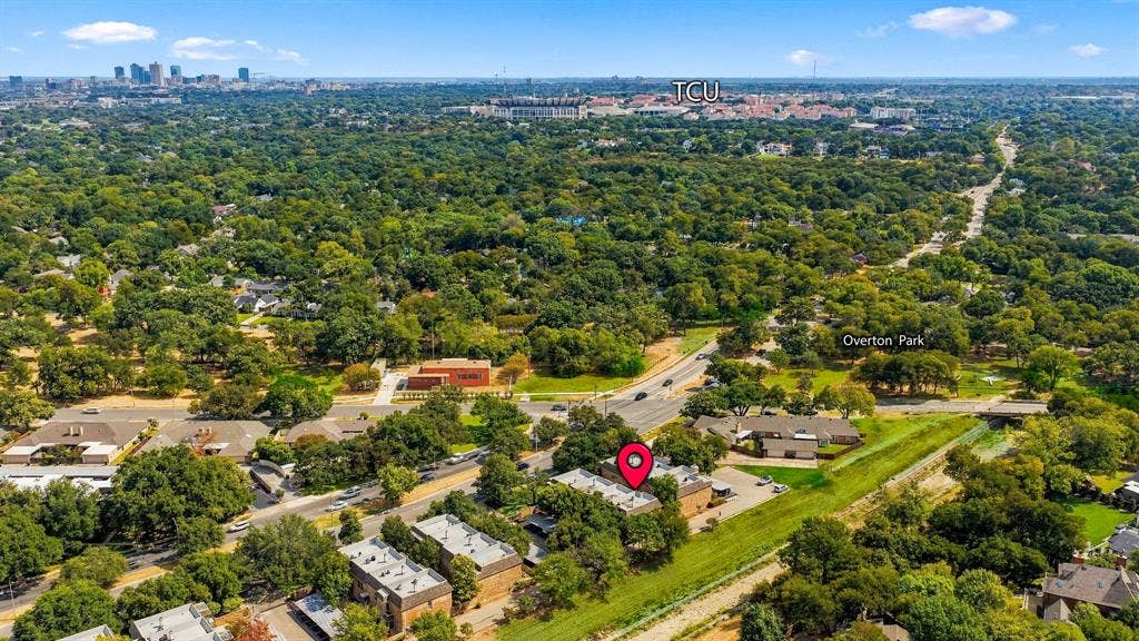 4325 Bellaire Drive S, Fort Worth, TX 76109 Bellaire up to TCU on left, greenbelt, creek, Trinity Trails on right