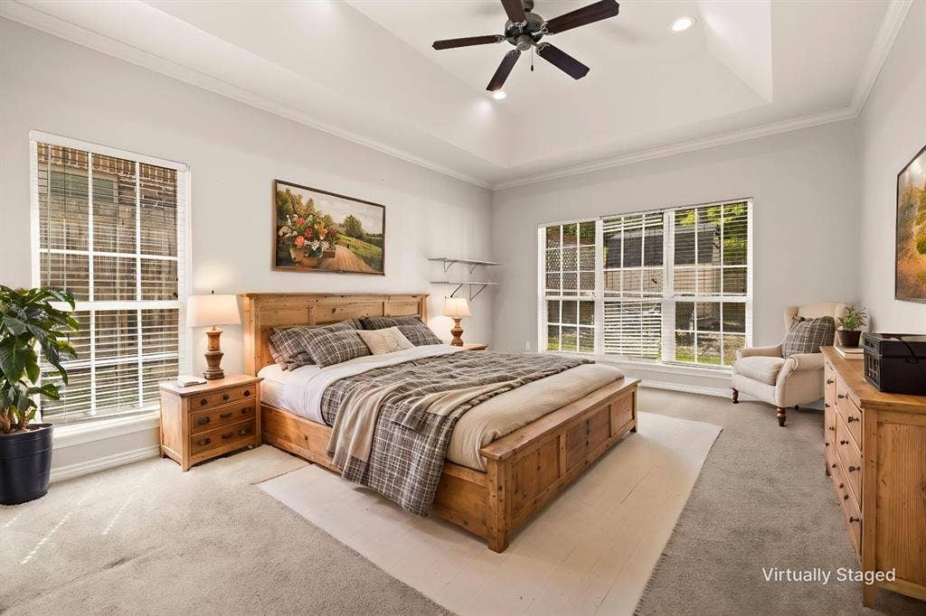 618 Huntwick Lane, Tyler, TX 75703 Tray ceiling with a ceiling fan and recessed lighting