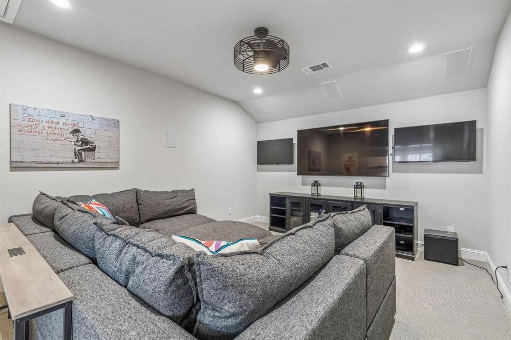 7342 Shoestring Drive, Frisco, TX 75036 Private media room offers the ultimate home entertainment experience.