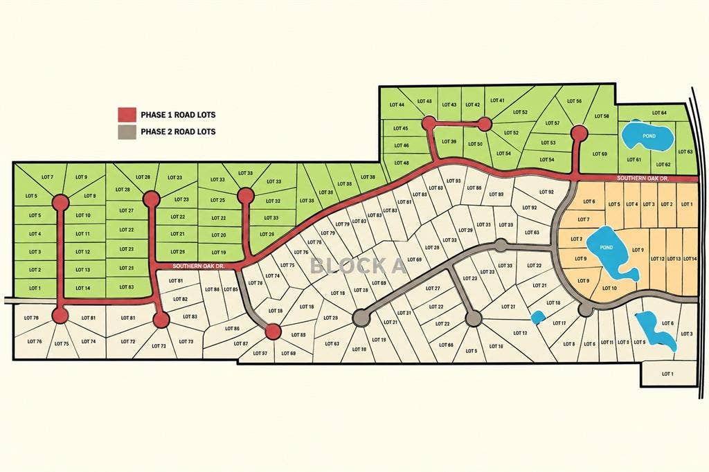 3926 Vista Oak Drive, Royse City, TX 75189 Site Plan. Illustrating the property's lot layout and road system across different development phases