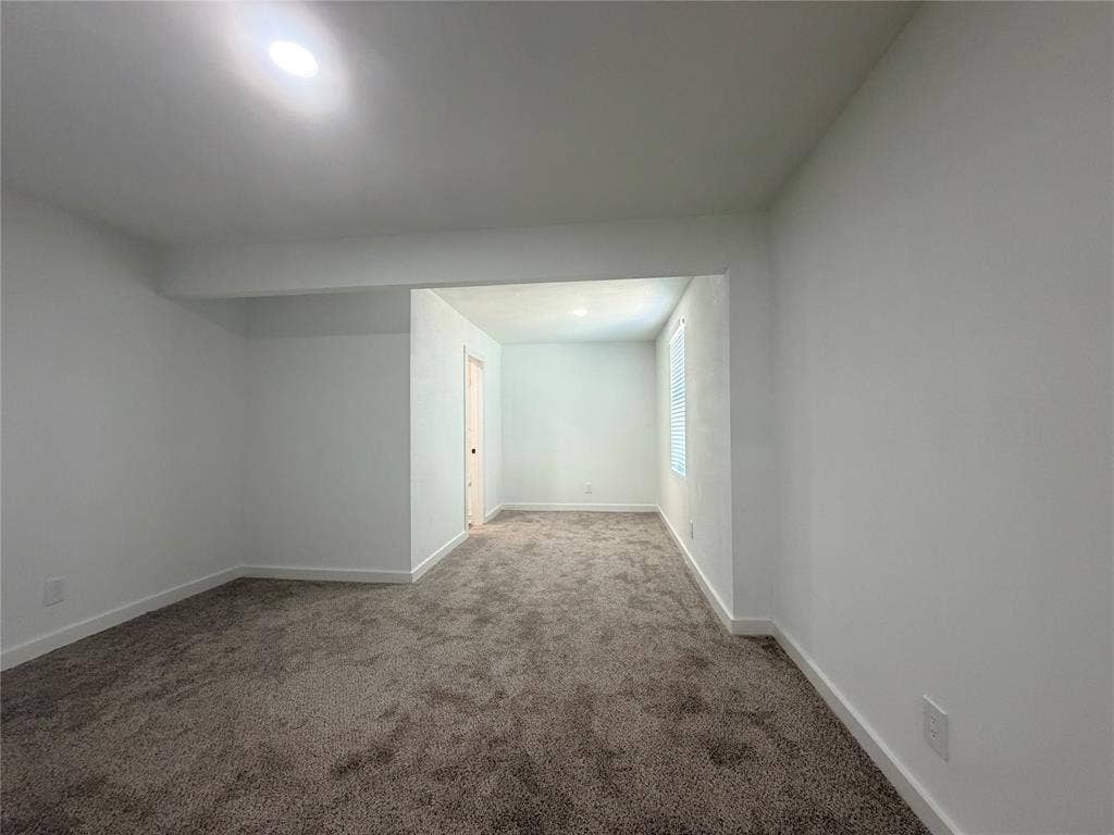 1424 E Parker Road, Plano, TX 75074 Recessed lighting, plush carpet, white walls, and a window with horizontal blinds