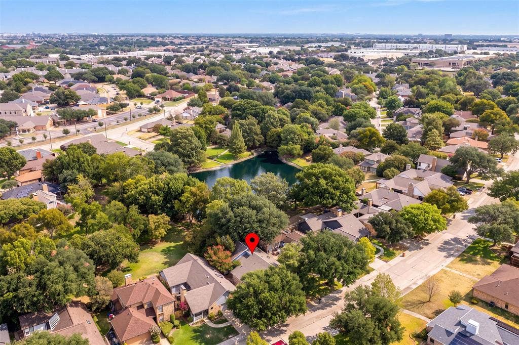 2713 Belmeade Drive, Carrollton, TX 75006 Aerial view of the home and neighborhood.