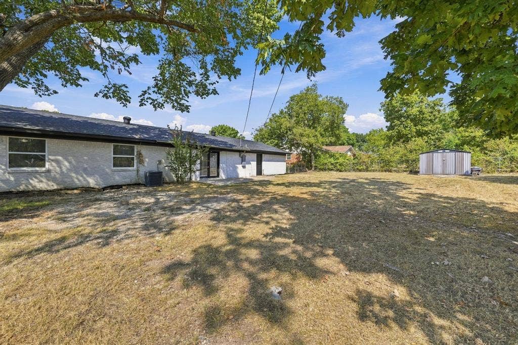 1404 Hillside Drive, Midlothian, TX 76065 HUGE fenced in backyard with patio, mature trees and shed