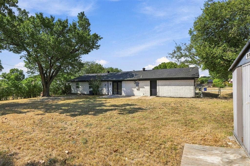 1404 Hillside Drive, Midlothian, TX 76065 HUGE fenced in backyard with patio, mature trees and shed