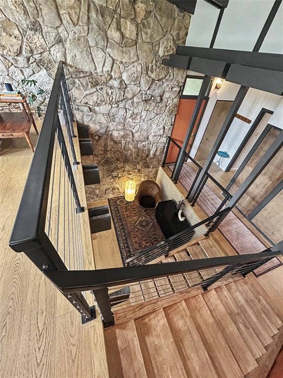 11737 Rogue Way, Dallas, TX 75218 Looking down the stairwell to the reading nook below