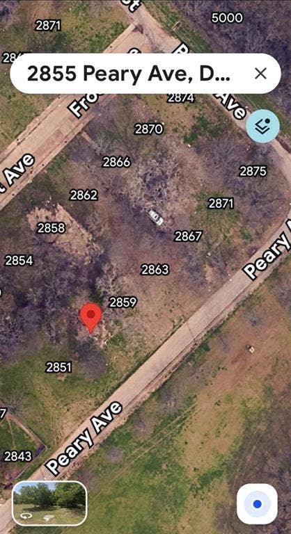 2855 Peary Avenue, Dallas, TX 75215 Aerial Map. Displaying the property's location and surrounding parcel numbers