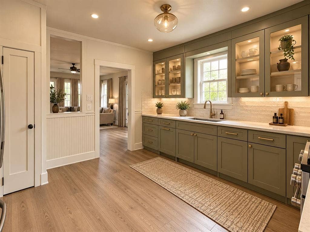 3602 Dunbar Street, Dallas, TX 75215 Kitchen featuring wood-finish flooring, recessed lighting, and a built-in sink with a gold-tone faucet