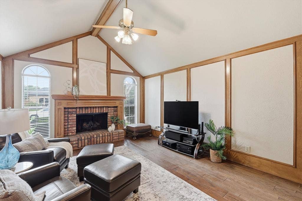1516 Glastonbury Drive, Plano, TX 75075 den or family room with second fireplace
