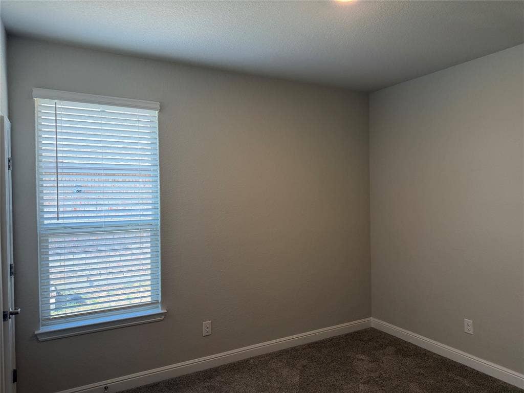 5213 Meadow Lane, Krum, TX 76249 Neutral wall palette, window with blinds, and carpeting
