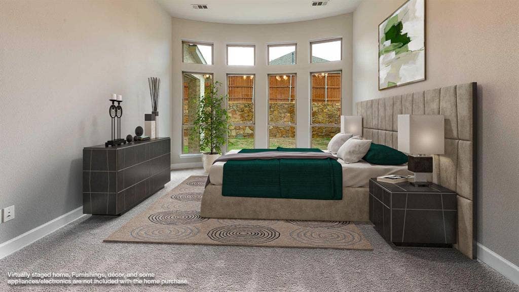 4237 Capstone Road, Midlothian, TX 76065 Curved wall with multiple windows, light-toned carpeting, and recessed lighting