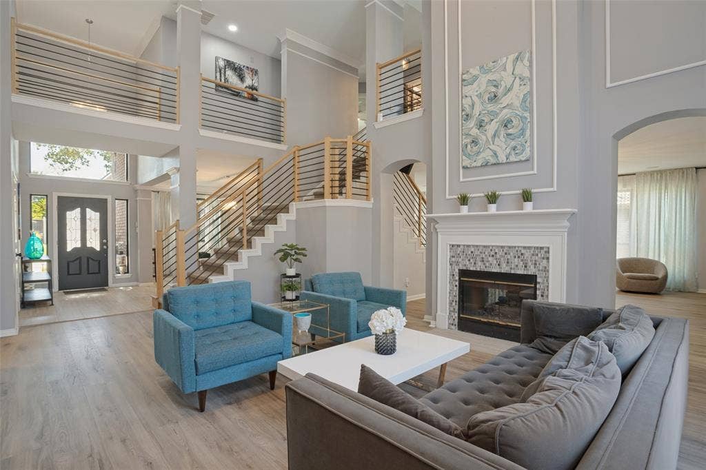 Two-story formal living room.