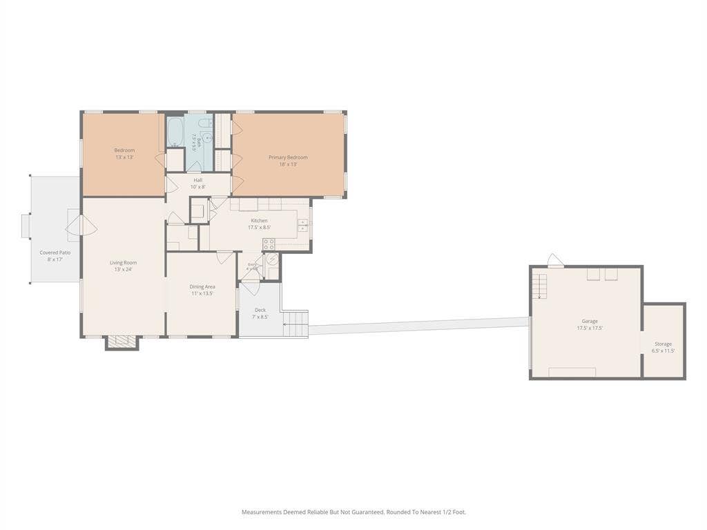 Floor plan with estimated dimensions.
